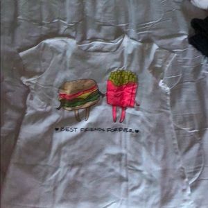 French fry and hamburger short sleeve shirt